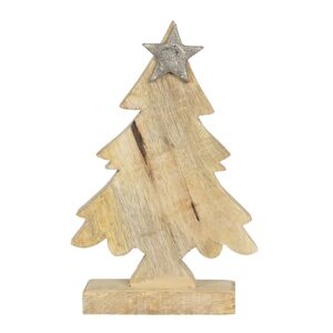Dřevěná dekorace Vánoční strom s hvězdou  - 15*5*20 cm