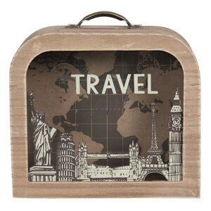 Dřevěná pokladnička ve tvaru kufříku Travel - 18*7*16 cm