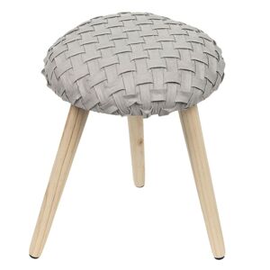 Dřevěná stolička se šedým pleteným sedákem Ballou – Ø 35*42 cm