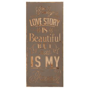 Dřevěná cedule Love story - 33*2*78 cm