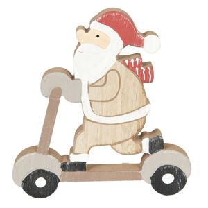 Dřevěná vánoční dekorace Santa na koloběžce - 19*20*2 cm