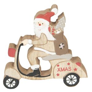 Dřevěná vánoční dekorace Santa na skútru - 13*13*2 cm