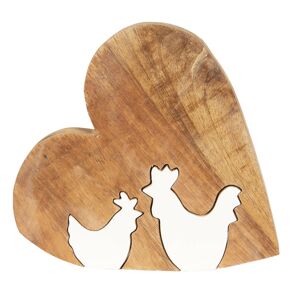 Dřevěná velikonoční dekorace Srdce s kohoutky - 23*22*2 cm