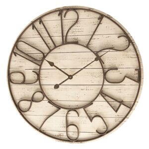 Dřevěné hodiny s kovovým ciferníkem - Ø 72*7 cm / 2*AA
