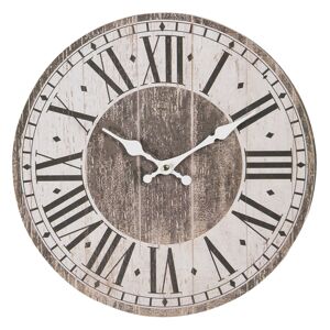 Dřevěné hodiny s římskými číslicemi a patinou – Ø 34*4 cm / 1*AA