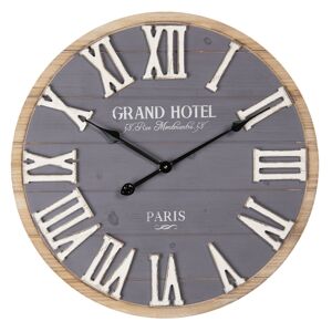 Dřevěné hodiny s římskými číslicemi Grand Hotel Paris – Ø 60*4 cm / 1*AA
