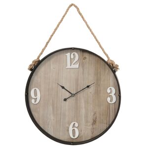 Dřevěné hodiny zavěšené na lanu - Ø 60*7 cm