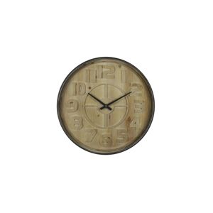 Dřevěné nástěnné hodiny s kovovým rámem Logan - Ø 60*6cm