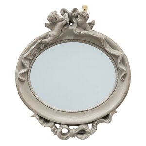 Dřevěné nástěnné zrcadlo s andílky - 26*37 cm Clayre & Eef