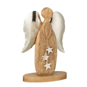 Dřevěný anděl s kovovými křídly - 15*6*26cm J-Line by Jolipa