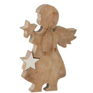Dřevěný anděl s vyndavací hvězdou - 18*4*29cm J-Line by Jolipa