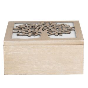 Dřevěný box s dekorací stromu - 20*20*9 cm