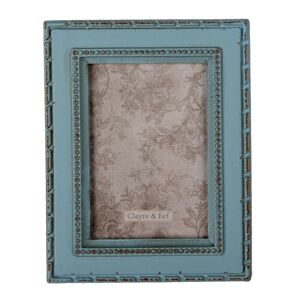 Dřevěný modrý vintage zdobený fotorámeček - 13*1*17 cm / 9*13 cm Clayre & Eef