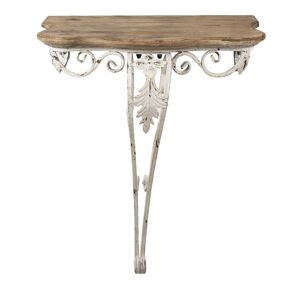 Dřevěný nástěnný stůl se zdobnou kovovou nohou Poiné - 70*43*78 cm Clayre & Eef