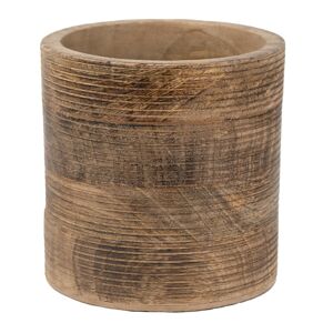 Dřevěný obal na květináč s rýhami Ramen - Ø 15*15 cm Clayre & Eef