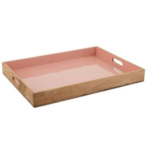 Dřevěný podnos s růžovým vnitřkem Enamell pink - 66*50*8cm