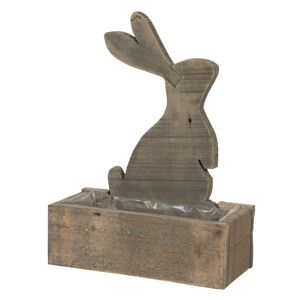 Dřevěný truhlík s králíčkem a patinou Eves - 30*13*39 cm