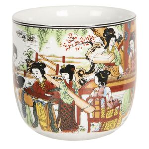 Porcelánový kalíšek na čaj s bambusem a květy- ∅ 6*8 cm / 0,1L