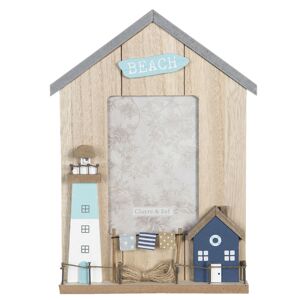 Fotorámeček ve tvaru domku s dekorací majáku Beach - 20*2*28 cm/10*15 cm