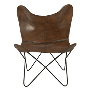 Hnědá kožená židle Ines - 74*74*89 cm