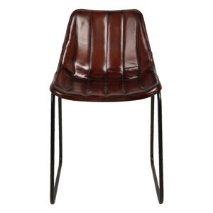 Hnědá lehce polstrovaná kožená židle Sol - 46*48*79 cm
