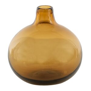 Hnědá skleněná váza s úzkým hrdlem - Ø 11*11 cm Clayre & Eef