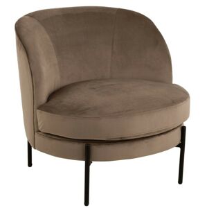 Hnědé sametové kulaté křeslo Lounge chair Jammy Brown - 71*67*66cm J-Line by Jolipa