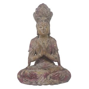 Hnědo -červená dekorace socha Buddha - 28*20*41 cm Clayre & Eef