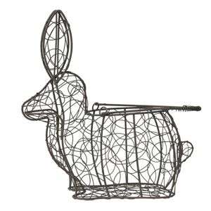 Hnědý dekorační drátěný košík ve tvaru králíka - 26*15*28 cm Clayre & Eef