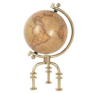 Hnědý dekorační globus v retro stylu se zlatou trojnožkou - 23*20*40 cm