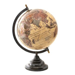 Hnědý dekorativní glóbus na podstavci Globe - 22*22*33 cm Clayre & Eef