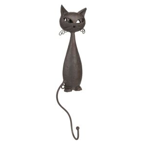 Hnědý kovový háček kočka - 11*5*27 cm