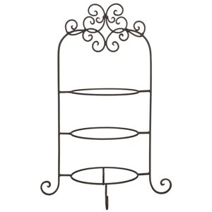 Hnědý kovový ozdobný stojan na talíře třípatrový - 36*28*54 cm