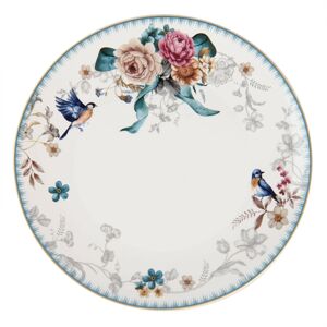 Jídelní talíř s motivem květin a ptáčka Pivoine - Ø 26*2 cm
