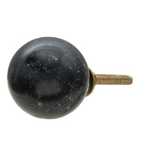 Kameninová kulatá úchytka v černé barvě s patinou - Ø  3 cm Clayre & Eef