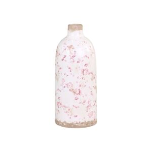 Keramická dekorační váza s růžovými kvítky Floral -  Ø 11*26cm Chic Antique
