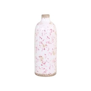 Keramická dekorační váza s růžovými kvítky Floral -  Ø 11*31cm Chic Antique
