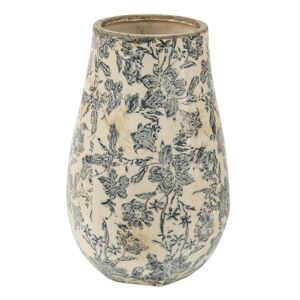 Keramická dekorační váza se šedými květy Mell French L - Ø 16*25 cm Clayre & Eef