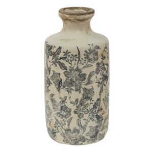 Keramická dekorační váza se šedými květy Mell French L - Ø 13*27 cm Clayre & Eef