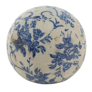Keramická koule s modrými květy - Ø12*11 cm Clayre & Eef