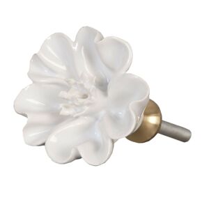 Keramická úchytka květ bílý - Ø 4 cm Clayre & Eef