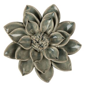 Keramická úchytka květina modro-šedá - Ø 14*4 cm Clayre & Eef