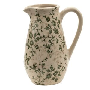 Keramický dekorační džbán se zelenými květy Ganni green S - 16*12*22 cm Clayre & Eef