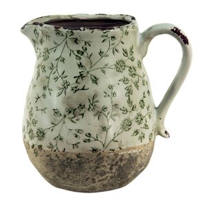 Keramický dekorační džbán se zelenými květy Jenia L - 20*16*20 cm Clayre & Eef