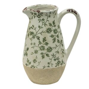 Keramický dekorační džbán se zelenými květy Jenia S - 16*12*22 cm Clayre & Eef