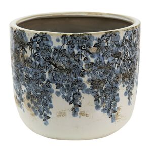 Keramický obal na květináč s modrými květy Maun M - Ø 15*13 cm Clayre & Eef