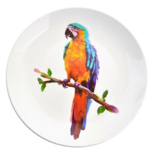 Keramický talíř s papouškem Ara Exotic World – Ø 20*2 cm