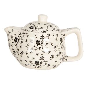Konvička na čaj s drobnými černými květy - Ø 16*11 cm / 0,4L