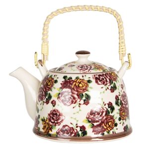 Konvička na čaj s květy růží - 18*14*12 cm / 0,8L