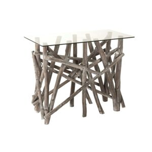 Konzolový dřevěný stůl se skleněnou deskou Branchy - 97*45*78 cm